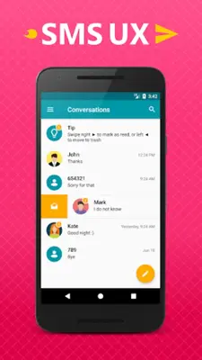 Sms UX - Fast sms app, messeng android App screenshot 2